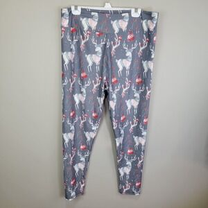 JAAM Christmas Reindeer Polyester Spandex Ankle‎ Leggings Extended Tall  Curvy